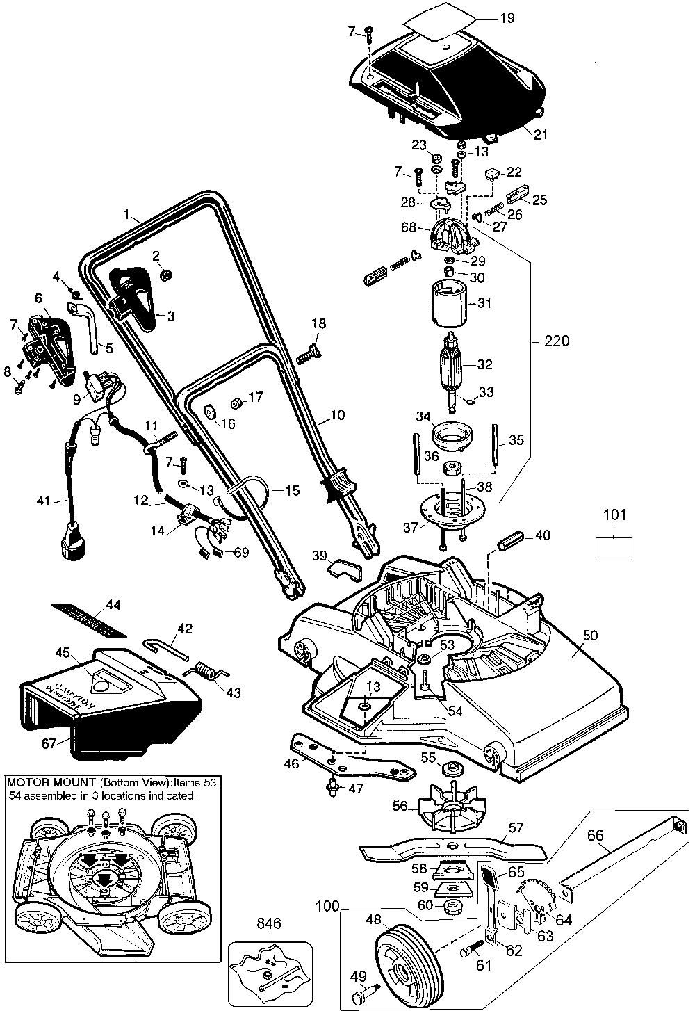 Exploded Diagram A Diagram and Parts List for M2240 Type 4 Black and Decker Lawn Mower